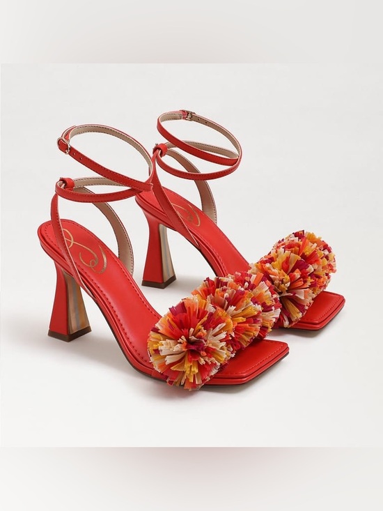Sam Edelman Shoes - Sam Edelman Relove CLARE Red Ankle Strap Pom Pom Sandal, Womens size 8